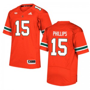 Mens Jaelan Phillips Orange University of Miami #15 Stitched Jerseys
