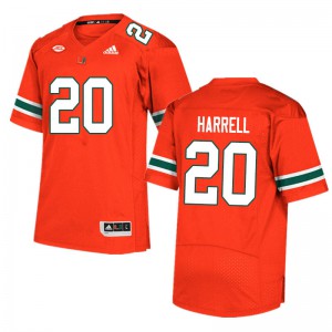 Men Jalen Harrell Orange Hurricanes #20 Stitched Jerseys