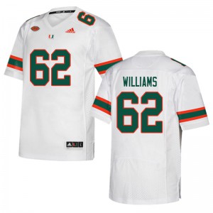 Mens Jarrid Williams White University of Miami #62 High School Jerseys