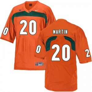 Men's Asa Martin Orange Miami Hurricanes #20 Player Jerseys