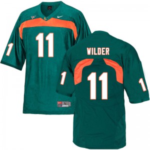 Men's De'Andre Wilder Green Miami Hurricanes #11 Stitched Jerseys