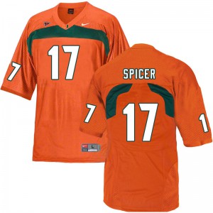 Men Jack Spicer Orange Miami Hurricanes #17 Alumni Jersey