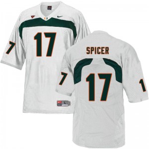 Men Jack Spicer White Miami Hurricanes #17 NCAA Jerseys