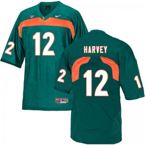 Men Jahfari Harvey Green Hurricanes #12 Football Jerseys