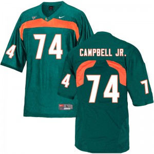 Men John Campbell Jr. Green University of Miami #74 Embroidery Jerseys