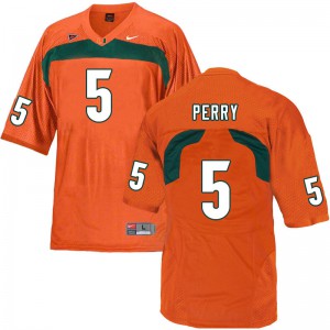 Men's N'Kosi Perry Orange Miami Hurricanes #5 Football Jerseys