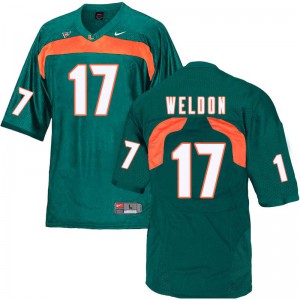 Men's Cade Weldon Green University of Miami #17 Stitched Jerseys
