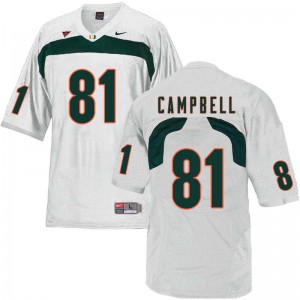Men Calais Campbell White Miami Hurricanes #81 Stitch Jersey
