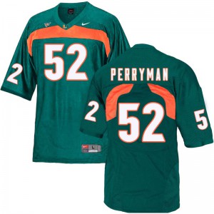 Men Denzel Perryman Green University of Miami #52 Stitch Jerseys