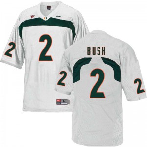 Men's Deon Bush White University of Miami #2 Player Jerseys