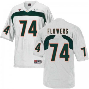 Men Ereck Flowers White University of Miami #74 Player Jersey