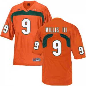 Mens Gerald Willis III Orange Miami #9 Stitched Jerseys