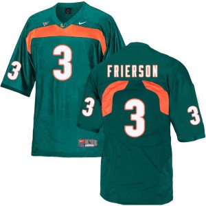Mens Gilbert Frierson Green Miami Hurricanes #3 Stitched Jersey