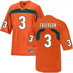 Mens Gilbert Frierson Orange University of Miami #3 Stitched Jerseys