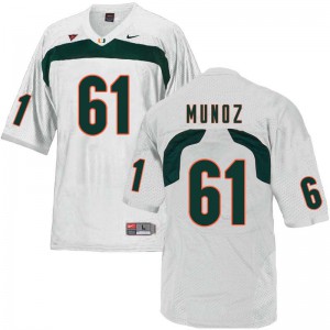 Men's Jacob Munoz White Miami Hurricanes #61 Official Jerseys