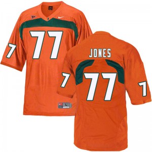 Mens Jahair Jones Orange Miami Hurricanes #77 NCAA Jersey