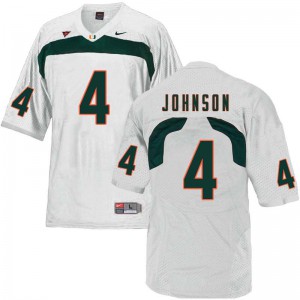 Men's Jaquan Johnson White Miami Hurricanes #4 College Jerseys