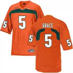 Men's Jermaine Grace Orange Miami #5 Stitch Jerseys