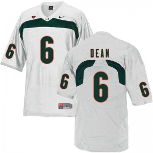 Mens Jhavonte Dean White Miami Hurricanes #6 Football Jersey