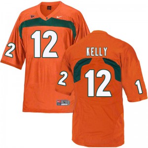 Mens Jim Kelly Orange University of Miami #12 University Jerseys