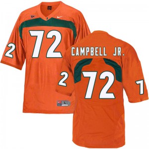 Mens John Campbell Jr. Orange Miami #72 Official Jersey
