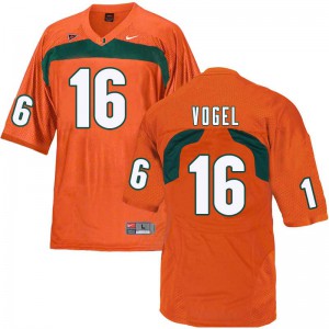 Mens Justin Vogel Orange Miami Hurricanes #16 Stitched Jersey
