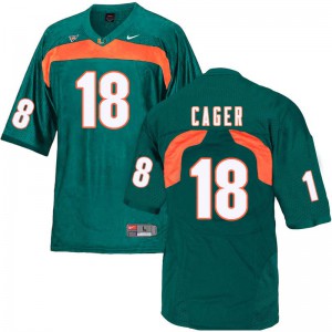 Men Lawrence Cager Green Miami Hurricanes #18 Embroidery Jersey