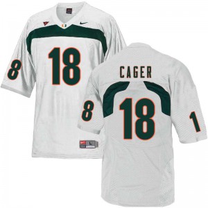 Men Lawrence Cager White Hurricanes #18 High School Jerseys