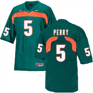 Mens NKosi Perry Green University of Miami #5 Official Jerseys