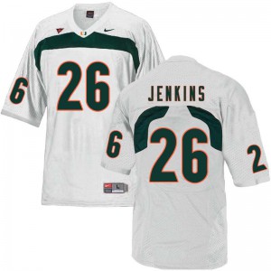 Mens Rayshawn Jenkins White Miami Hurricanes #26 Football Jersey