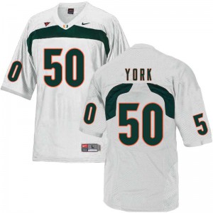 Men Sam York White Miami Hurricanes #50 Official Jersey