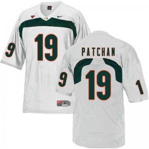 Men Scott Patchan White University of Miami #19 Stitch Jerseys