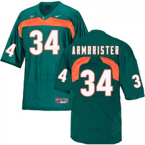 Men Thurston Armbrister Green Miami Hurricanes #34 Football Jerseys