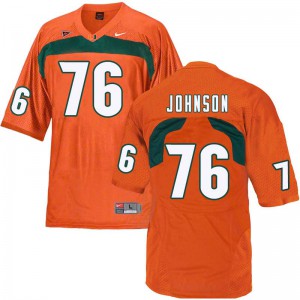 Men's Tre Johnson Orange University of Miami #76 Football Jersey