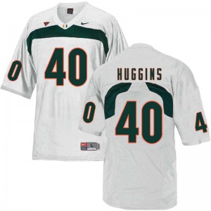 Mens Will Huggins White Miami #40 NCAA Jerseys