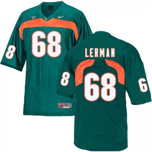Mens Zachary Lerman Green Miami Hurricanes #68 Official Jerseys