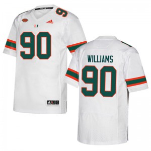 Men's Quentin Williams White Miami Hurricanes #90 Stitched Jersey
