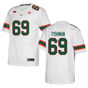 Mens Sam Fishman White University of Miami #69 University Jerseys