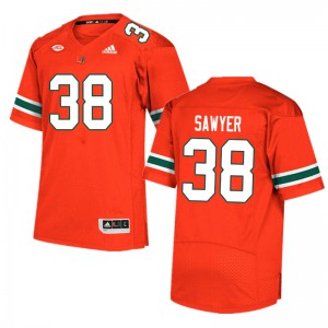Men's Shane Sawyer Orange Miami #38 Stitched Jersey