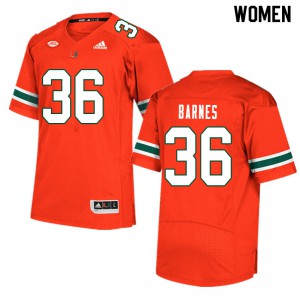 Women Andrew Barnes Orange Miami #36 College Jerseys