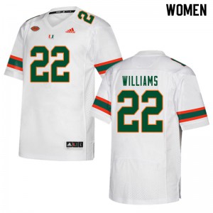 Women's Cameron Williams White Miami Hurricanes #22 Alumni Jerseys