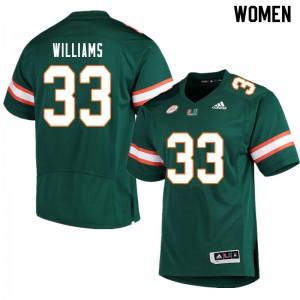 Women's Chantz Williams Green Miami #33 College Jerseys