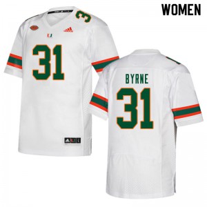 Women Connor Byrne White University of Miami #31 University Jerseys