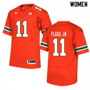 Women's Corey Flagg Jr. Orange Miami Hurricanes #11 College Jersey