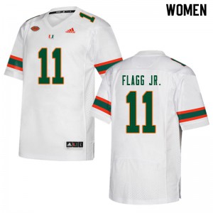 Womens Corey Flagg Jr. White Hurricanes #11 NCAA Jerseys