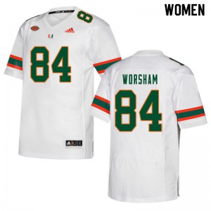 Women's Dazalin Worsham White Miami Hurricanes #84 Player Jersey