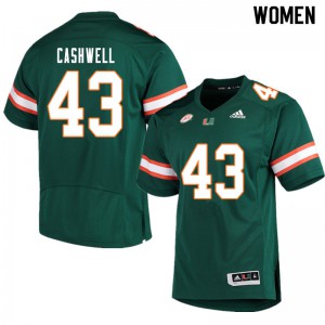 Womens Isaiah Cashwell Green Miami #43 University Jersey