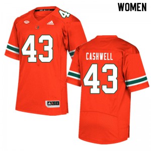 Women Isaiah Cashwell Orange Miami #43 High School Jerseys