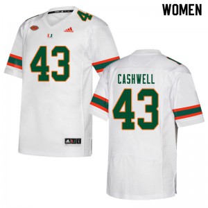 Women's Isaiah Cashwell White Hurricanes #43 Player Jerseys