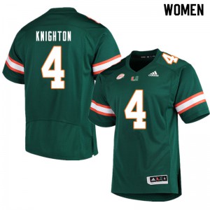 Women's Jaylan Knighton Green Miami #4 High School Jerseys